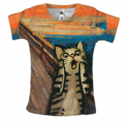 Женская 3D футболка «Крик котика»