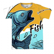 3D футболка с рыбой и крючком