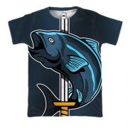 3D футболка с рыбой и мечом