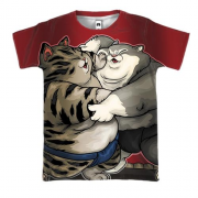3D футболка с японскими котами борцами