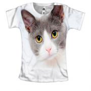 Женская 3D футболка с котом
