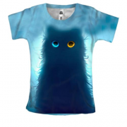 Жіноча 3D футболка з котом з різними очима