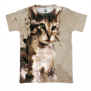 3D футболка с котом и газетами