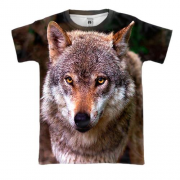 3D футболка з вовком в лісі