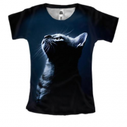 Жіноча 3D футболка з котом в світлі