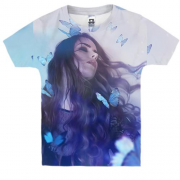 Дитяча 3D футболка Дівчина з блакитними метеликами
