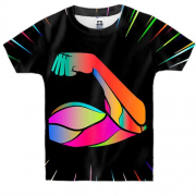 Детская 3D футболка с разноцветным бицепсом