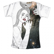 Жіноча 3D футболка дівчина обіймає космос