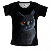Женская 3D футболка с котом "Британец"