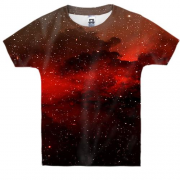 Детская 3D футболка с красным космосом