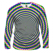 Чоловічий 3D лонгслів з різнобарвним кругом (оптична ілюзія)