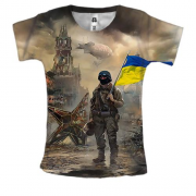Жіноча 3D футболка з українським воїном
