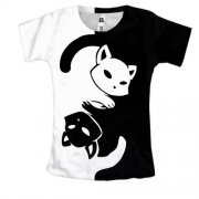 Женская 3D футболка Коты Инь-Янь