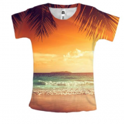 Жіноча 3D футболка Тропічний захід сонця