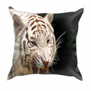 3D подушка с белым рычащим тигром