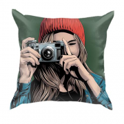 3D подушка з дівчиною фотографом