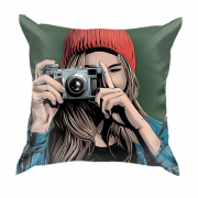 3D подушка с девушкой фотографом