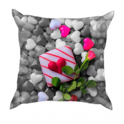 3D подушка з камінчиками-сердечками