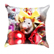 3D подушка с новогодней крысой и подарками 2020
