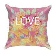 3D подушка с надписью "Love" и цветами