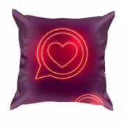 3D подушка с неоновым сердцем в круге