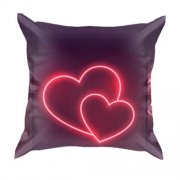 3D подушка с двумя неоновыми сердечками