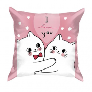 3D подушка з закоханими білими котами