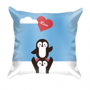 3D подушка с влюбленными пингвинами