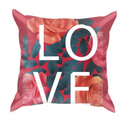 3D подушка з трояндами Love