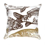 3D подушка с разными рыбками
