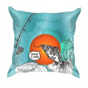 3D подушка с надписью "Сезон рыбалки открыт"