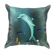 3D подушка с дельфином в океане