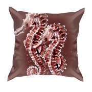 3D подушка з закоханими червоними морськими кониками