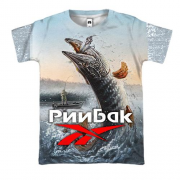 3D футболка с надписью "Рыбак"