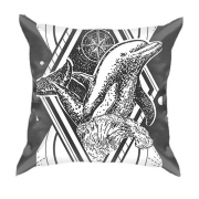 3D подушка з астральним дельфіном