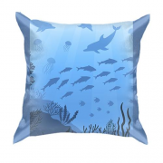 3D подушка з дельфінами під водою