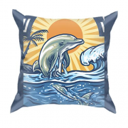 3D подушка с дельфином в океане на закате