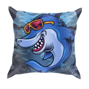 3D подушка з акулою в окулярах