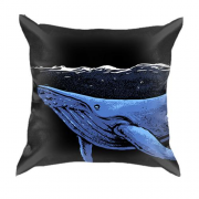 3D подушка з синім китом вночі