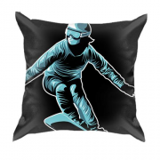 3D подушка с синим сноубордистом