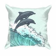 3D подушка с дрейфующими дельфинами