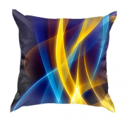 3D подушка з жовто-синьою абстракцією