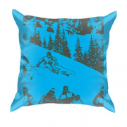 3D подушка Лыжники на горе