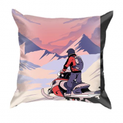 3D подушка Snowmobile and Mountain Landscape