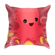 3D подушка с красным осьминогом