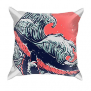 3D подушка з китом і хвилями