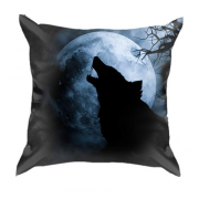 3D подушка Волк на фоне луны