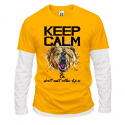 Комбінований лонгслів з ведмедем Keep calm & dont eat after 6 pm