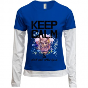 Комбінований лонгслів з бегемотом Keep calm & dont eat after 6 pm