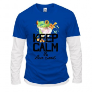 Комбінований лонгслів з жабою Keep calm & be cool